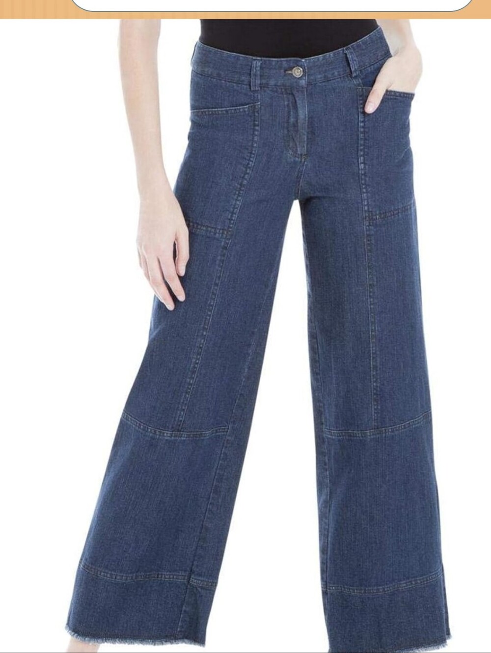 Max Studio Wide Leg Dark Blue Denim Crop Trousers XS